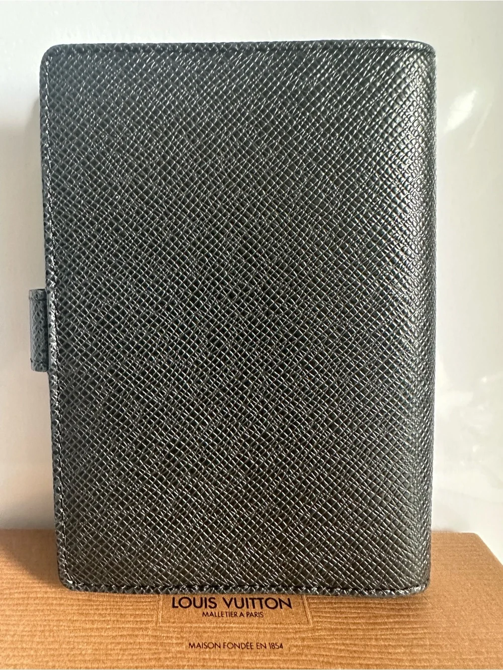 Louis Vuitton Taiga PM Agenda Cover Pen Ruler Box Full Set Black